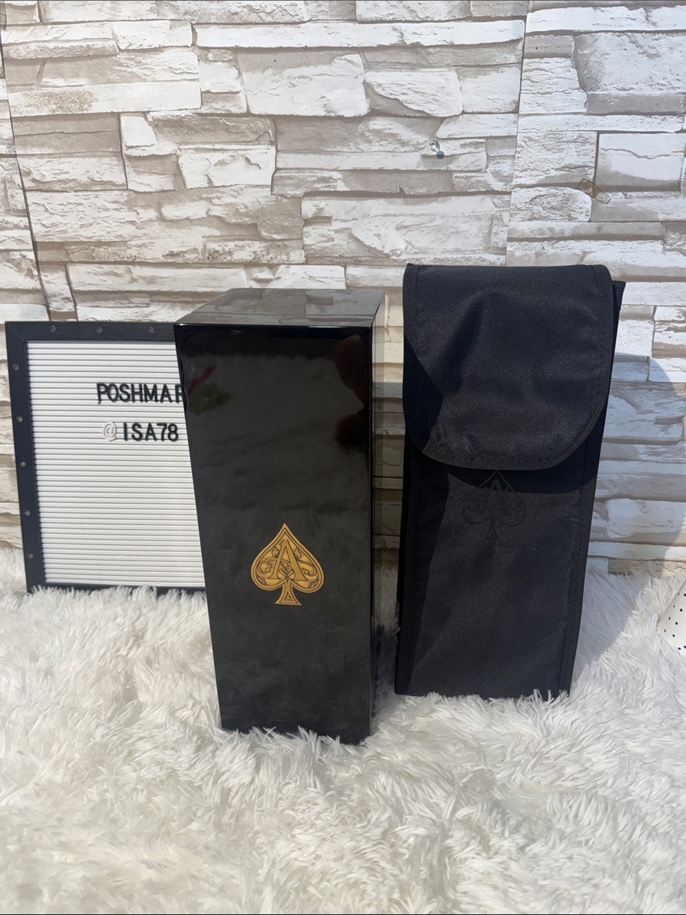Black Ace of Spades Decorative Box with Fabric Pouch